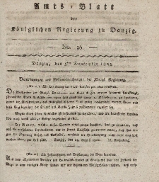 Amts-Blatt der Königlichen Regierung zu Danzig, 5. September 1822, Nr. 36
