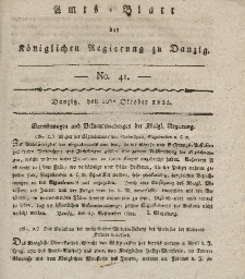 Amts-Blatt der Königlichen Regierung zu Danzig, 10. Oktober 1822, Nr. 41