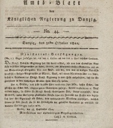 Amts-Blatt der Königlichen Regierung zu Danzig, 31. Oktober 1822, Nr. 44