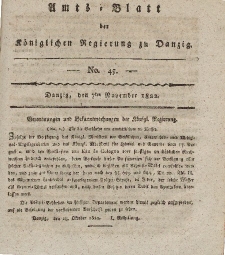 Amts-Blatt der Königlichen Regierung zu Danzig, 7. November 1822, Nr. 45
