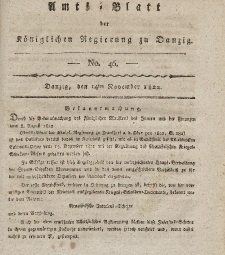 Amts-Blatt der Königlichen Regierung zu Danzig, 14. November 1822, Nr. 46