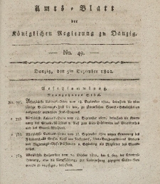 Amts-Blatt der Königlichen Regierung zu Danzig, 5. Dezember 1822, Nr. 49