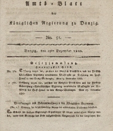 Amts-Blatt der Königlichen Regierung zu Danzig, 19. Dezember 1822, Nr. 51
