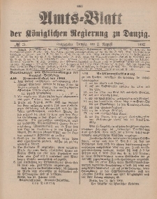 Amts-Blatt der Königlichen Regierung zu Danzig, 2. August 1902, Nr. 31