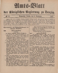 Amts-Blatt der Königlichen Regierung zu Danzig, 6. September 1902, Nr. 36