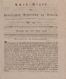 Amts-Blatt der Königlichen Regierung zu Danzig, 16. Juli 1818, Nr. 29