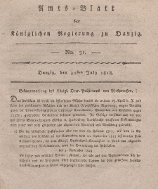 Amts-Blatt der Königlichen Regierung zu Danzig, 30. Juli 1818, Nr. 31