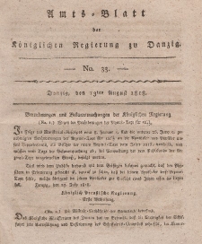 Amts-Blatt der Königlichen Regierung zu Danzig, 13. August 1818, Nr. 33