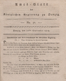 Amts-Blatt der Königlichen Regierung zu Danzig, 10. September 1818, Nr. 37