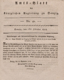 Amts-Blatt der Königlichen Regierung zu Danzig, 1. Oktober 1818, Nr. 40