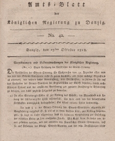 Amts-Blatt der Königlichen Regierung zu Danzig, 15. Oktober 1818, Nr. 42