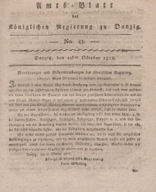 Amts-Blatt der Königlichen Regierung zu Danzig, 22. Oktober 1818, Nr. 43