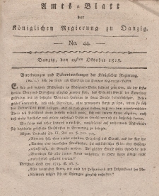 Amts-Blatt der Königlichen Regierung zu Danzig, 29. Oktober 1818, Nr. 44