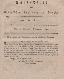 Amts-Blatt der Königlichen Regierung zu Danzig, 12. November 1818, Nr. 46