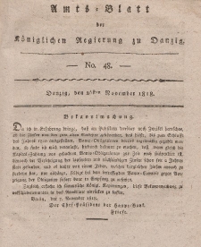 Amts-Blatt der Königlichen Regierung zu Danzig, 26. November 1818, Nr. 48