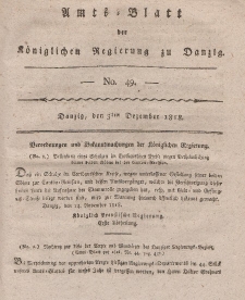 Amts-Blatt der Königlichen Regierung zu Danzig, 3. Dezember 1818, Nr. 49