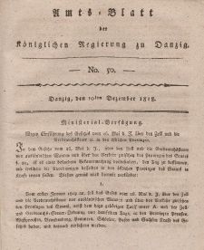 Amts-Blatt der Königlichen Regierung zu Danzig, 10. Dezember 1818, Nr. 50