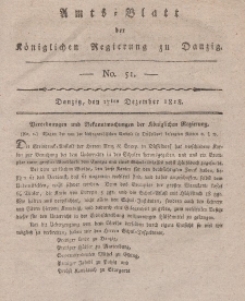 Amts-Blatt der Königlichen Regierung zu Danzig, 17. Dezember 1818, Nr. 51