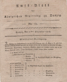Amts-Blatt der Königlichen Regierung zu Danzig, 31. Dezember 1818, Nr. 53