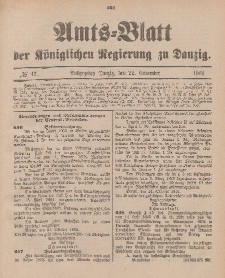 Amts-Blatt der Königlichen Regierung zu Danzig, 22. November 1902, Nr. 47