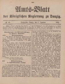 Amts-Blatt der Königlichen Regierung zu Danzig, 6. Dezember 1902, Nr. 49