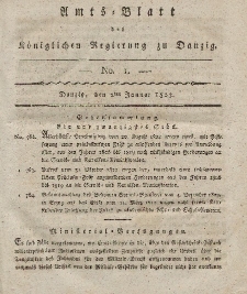 Amts-Blatt der Königlichen Regierung zu Danzig, 2. Januar 1823, Nr. 1