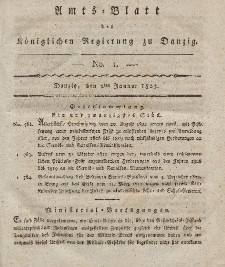 Amts-Blatt der Königlichen Regierung zu Danzig, 2. Januar 1823, Nr. 1
