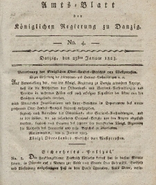 Amts-Blatt der Königlichen Regierung zu Danzig, 23. Januar 1823, Nr. 4