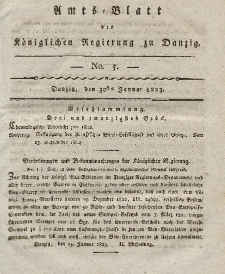 Amts-Blatt der Königlichen Regierung zu Danzig, 30. Januar 1823, Nr. 5