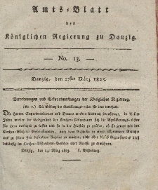 Amts-Blatt der Königlichen Regierung zu Danzig, 27. März 1823, Nr. 13