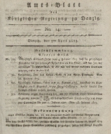 Amts-Blatt der Königlichen Regierung zu Danzig, 3. April 1823, Nr. 14