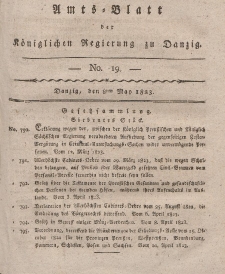Amts-Blatt der Königlichen Regierung zu Danzig, 8. Mai 1823, Nr. 19