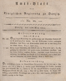 Amts-Blatt der Königlichen Regierung zu Danzig, 15. Mai 1823, Nr. 20