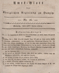 Amts-Blatt der Königlichen Regierung zu Danzig, 26. Juni 1823, Nr. 26