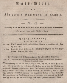 Amts-Blatt der Königlichen Regierung zu Danzig, 10. Juli 1823, Nr. 28