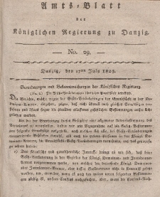 Amts-Blatt der Königlichen Regierung zu Danzig, 17. Juli 1823, Nr. 29