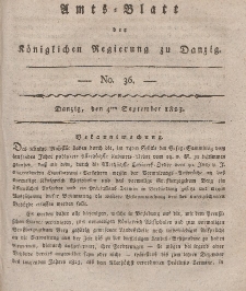 Amts-Blatt der Königlichen Regierung zu Danzig, 4. September 1823, Nr. 36