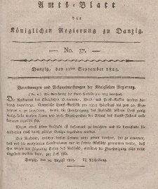 Amts-Blatt der Königlichen Regierung zu Danzig, 11. September 1823, Nr. 37