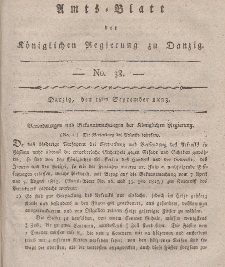 Amts-Blatt der Königlichen Regierung zu Danzig, 18. September 1823, Nr. 38