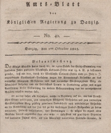 Amts-Blatt der Königlichen Regierung zu Danzig, 2. Oktober 1823, Nr. 40