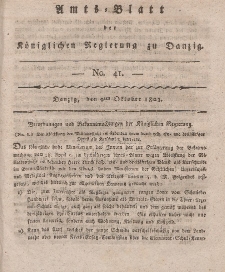 Amts-Blatt der Königlichen Regierung zu Danzig, 9. Oktober 1823, Nr. 41