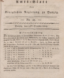 Amts-Blatt der Königlichen Regierung zu Danzig, 23. Oktober 1823, Nr. 43