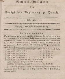 Amts-Blatt der Königlichen Regierung zu Danzig, 23. Oktober 1823, Nr. 43