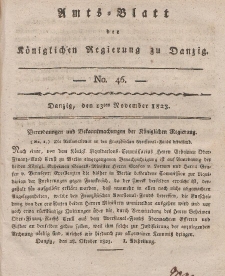 Amts-Blatt der Königlichen Regierung zu Danzig, 13. November 1823, Nr. 46