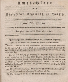 Amts-Blatt der Königlichen Regierung zu Danzig, 20. November 1823, Nr. 47