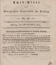 Amts-Blatt der Königlichen Regierung zu Danzig, 27. November 1823, Nr. 48