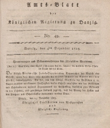 Amts-Blatt der Königlichen Regierung zu Danzig, 4. Dezember 1823, Nr. 49