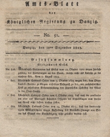 Amts-Blatt der Königlichen Regierung zu Danzig, 18. Dezember 1823, Nr. 51
