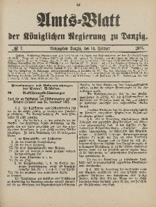 Amts-Blatt der Königlichen Regierung zu Danzig, 14. Februar 1903, Nr. 7