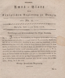 Amts-Blatt der Königlichen Regierung zu Danzig, 11. July 1816, Nr. 2